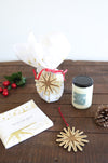 Holiday Gift Set - Being Snowed In | candle tea towel gift bundle for her housewarming Christmas gift natural soy candle