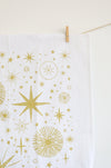 Starlight Tea Towel | star tea towel celestial sky gold stars flour sack tea towel star art kitchen star decor holiday stars