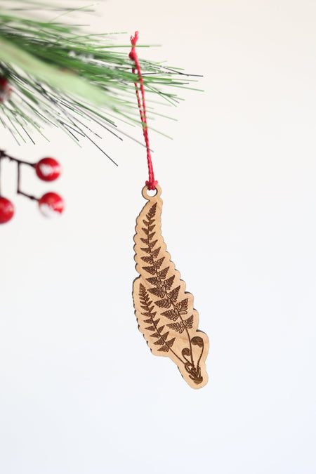 Wooden Fern Frond Christmas Ornament | Christmas tree ornament wooden ornament stocking stuffer hostess gift tree decor